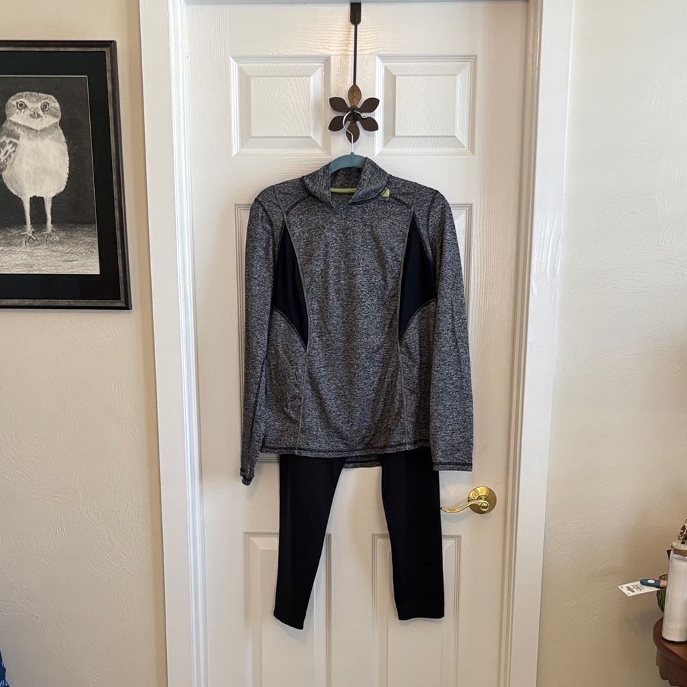 Prospirit Black CoolMax Ankle Length and Xersion Reflective Top with Pocket Larg